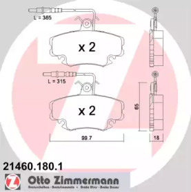 Комплект тормозных колодок ZIMMERMANN 21460.180.1