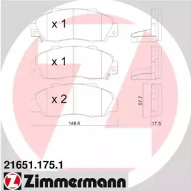 Комплект тормозных колодок ZIMMERMANN 21651.175.1