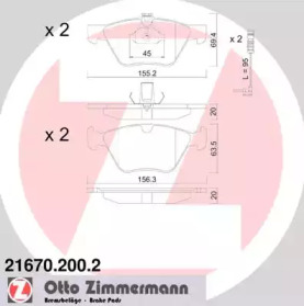 Комплект тормозных колодок ZIMMERMANN 21670.200.2