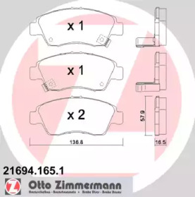 Комплект тормозных колодок ZIMMERMANN 21694.165.1