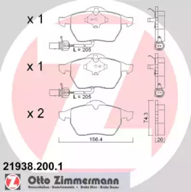 Комплект тормозных колодок ZIMMERMANN 21938.200.1