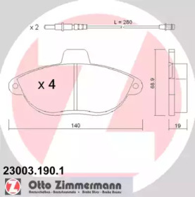 Комплект тормозных колодок ZIMMERMANN 23003.190.1