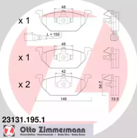 Комплект тормозных колодок, дисковый тормоз ZIMMERMANN 23131.195.1