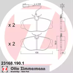 Комплект тормозных колодок ZIMMERMANN 23168.190.1