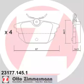 Комплект тормозных колодок, дисковый тормоз ZIMMERMANN 23177.145.1