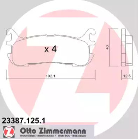 Комплект тормозных колодок ZIMMERMANN 23387.125.1