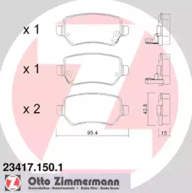 Комплект тормозных колодок, дисковый тормоз ZIMMERMANN 23417.150.1