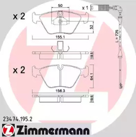 Комплект тормозных колодок ZIMMERMANN 23474.195.2