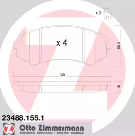 Комплект тормозных колодок ZIMMERMANN 23488.155.1