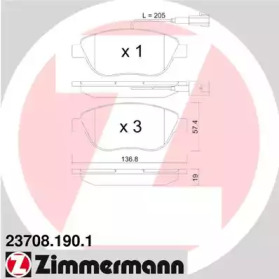 Комплект тормозных колодок ZIMMERMANN 23708.190.1