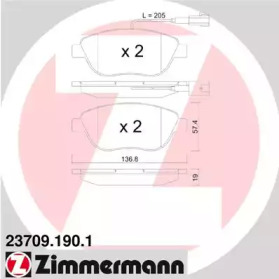 Комплект тормозных колодок ZIMMERMANN 23709.190.1