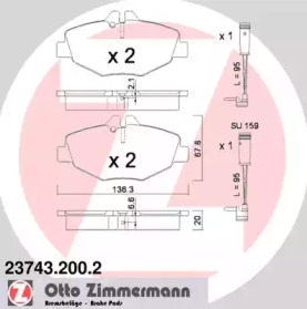 Комплект тормозных колодок ZIMMERMANN 23743.200.2