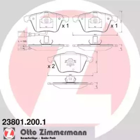 Комплект тормозных колодок, дисковый тормоз ZIMMERMANN 23801.200.1