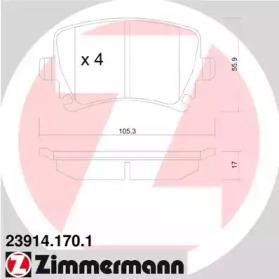 Комплект тормозных колодок ZIMMERMANN 23914.170.1