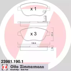 Комплект тормозных колодок ZIMMERMANN 23981.190.1