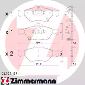 Комплект тормозных колодок ZIMMERMANN 24022.178.1