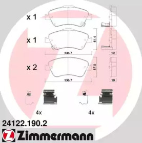 Комплект тормозных колодок ZIMMERMANN 24122.190.2