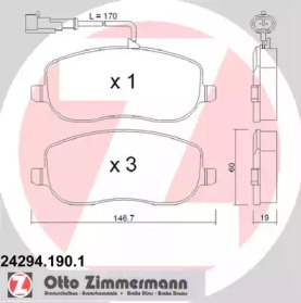 Комплект тормозных колодок ZIMMERMANN 24294.190.1