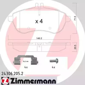 Комплект тормозных колодок ZIMMERMANN 24306.205.2