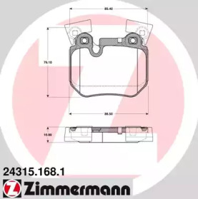 Комплект тормозных колодок, дисковый тормоз ZIMMERMANN 24315.168.1