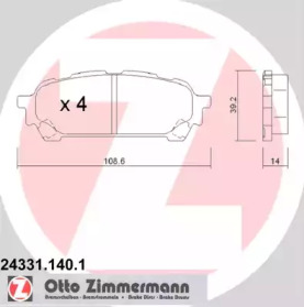 Комплект тормозных колодок ZIMMERMANN 24331.140.1