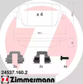 Комплект тормозных колодок, дисковый тормоз ZIMMERMANN 24537.160.2