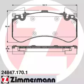 Комплект тормозных колодок, дисковый тормоз ZIMMERMANN 24847.170.1