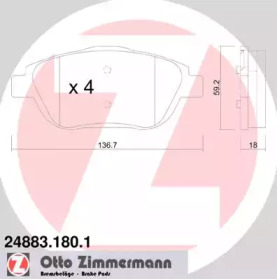 Комплект тормозных колодок ZIMMERMANN 24883.180.1