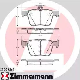 Комплект тормозных колодок, дисковый тормоз ZIMMERMANN 25009.165.1