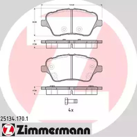 Комплект тормозных колодок ZIMMERMANN 25134.170.1