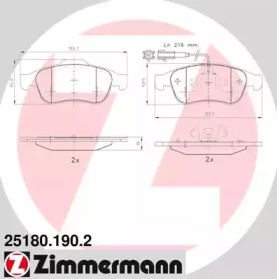 Комплект тормозных колодок ZIMMERMANN 25180.190.2