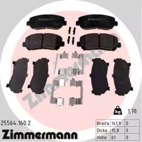 Комплект тормозных колодок, дисковый тормоз ZIMMERMANN 25564.160.2