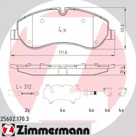 Комплект тормозных колодок ZIMMERMANN 25602.170.3