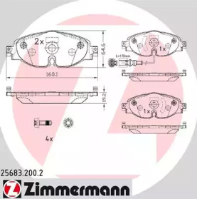 Комплект тормозных колодок, дисковый тормоз ZIMMERMANN 25683.200.2