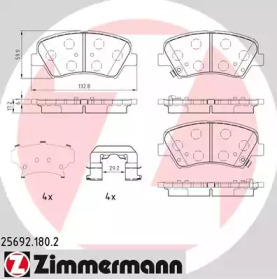 Комплект тормозных колодок, дисковый тормоз ZIMMERMANN 25692.180.2