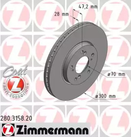 Тормозной диск ZIMMERMANN 280.3158.20