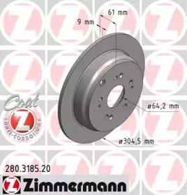 Тормозной диск ZIMMERMANN 280.3185.20