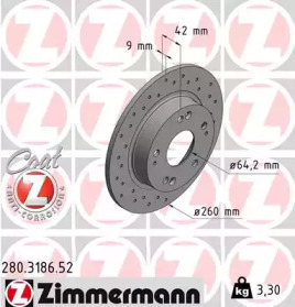 Тормозной диск ZIMMERMANN 280.3186.52