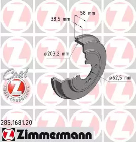 Тормозной барабан ZIMMERMANN 285.1681.20