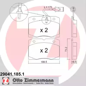 Комплект тормозных колодок ZIMMERMANN 29041.185.1