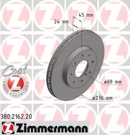 Тормозной диск ZIMMERMANN 380.2162.20