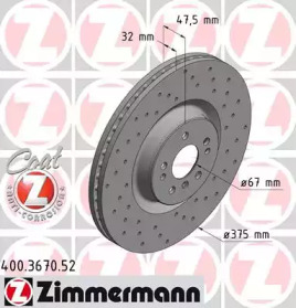 Тормозной диск ZIMMERMANN 400.3670.52