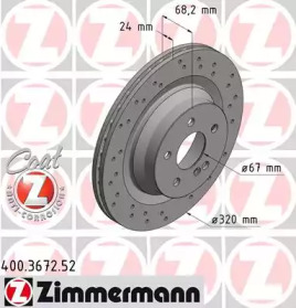 Тормозной диск ZIMMERMANN 400.3672.52