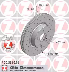 Тормозной диск ZIMMERMANN 400.3620.52