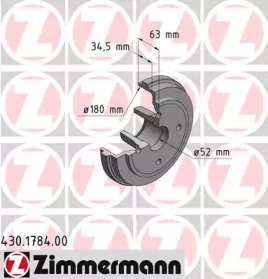 Тормозный барабан ZIMMERMANN 430.1784.00