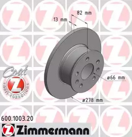 Тормозной диск ZIMMERMANN 600.1003.20