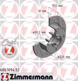 Тормозной диск ZIMMERMANN 600.1094.52