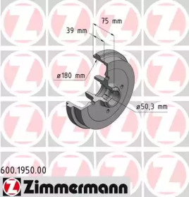 Тормозный барабан ZIMMERMANN 600.1950.00