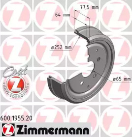 Тормозный барабан ZIMMERMANN 600.1955.20