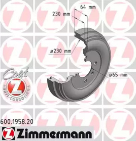 Тормозный барабан ZIMMERMANN 600.1958.20